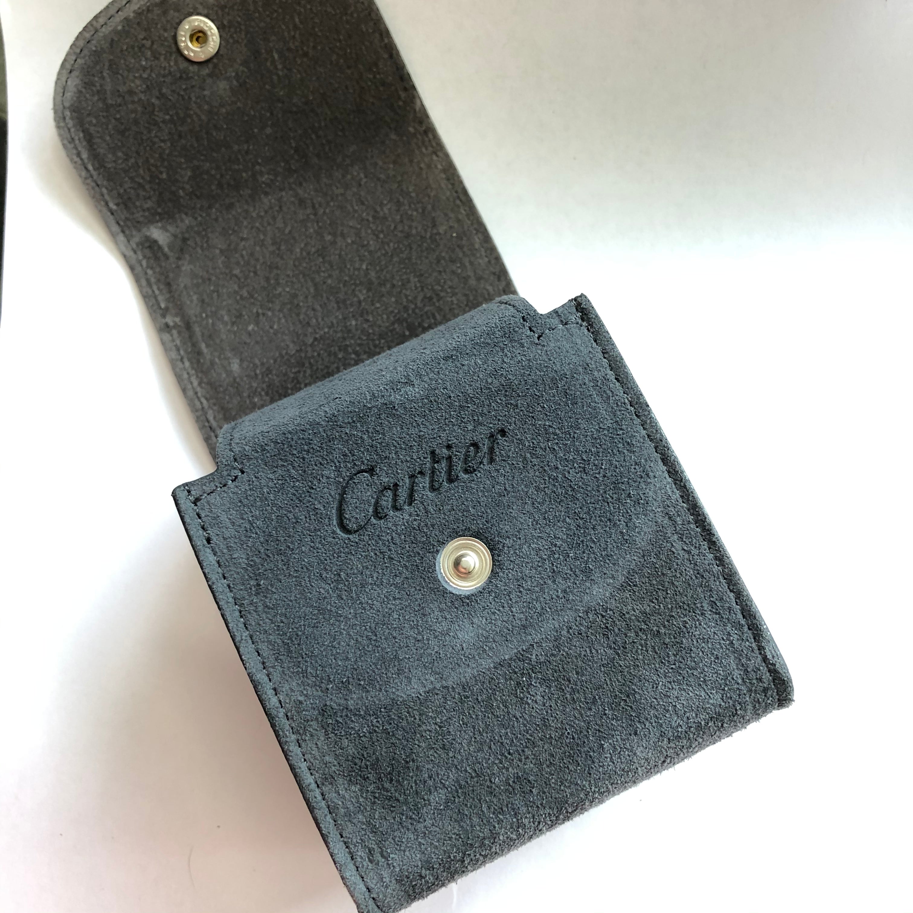 CARTIER Gray Genuine Suede Leather Pouch with Pillow NATILUXIA