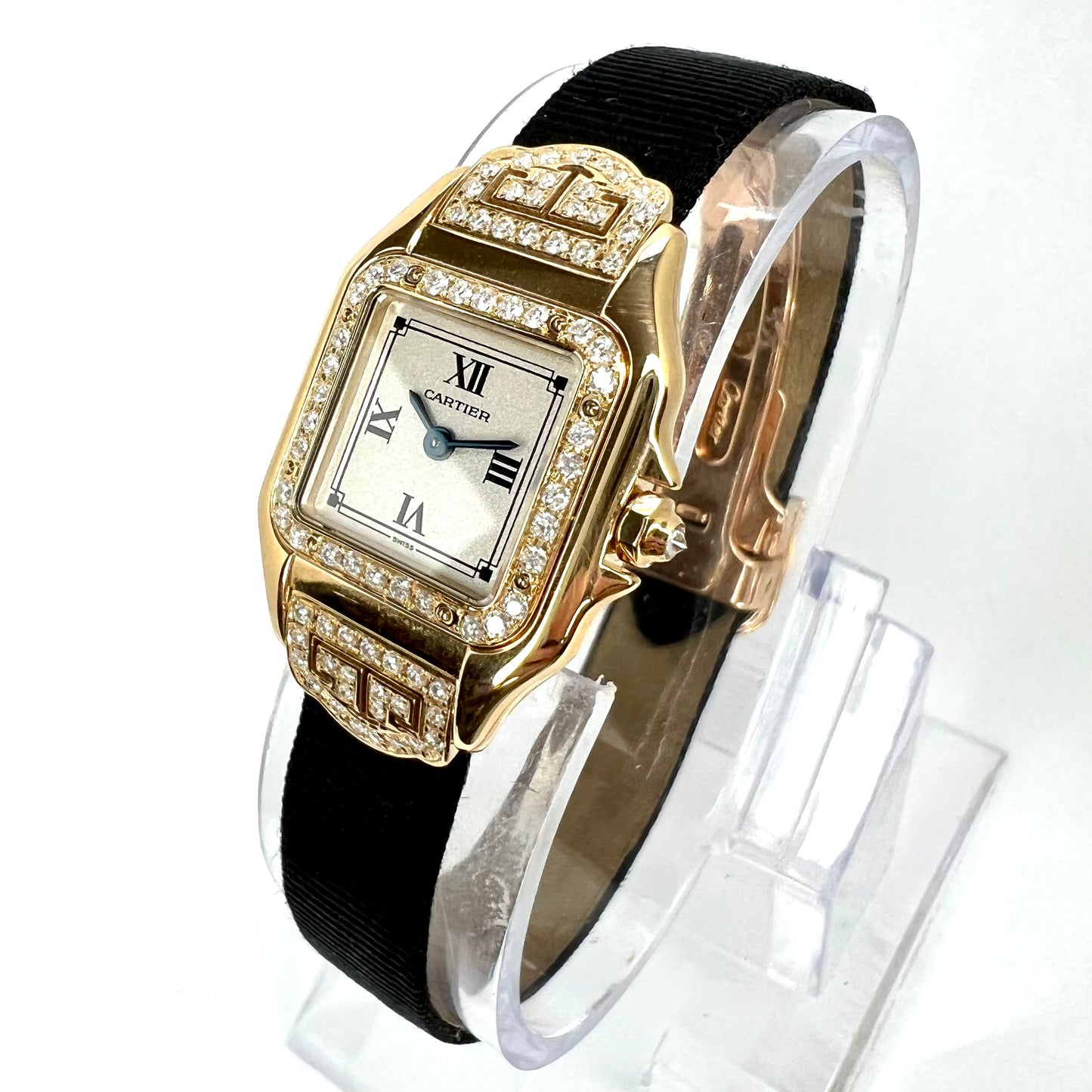CARTIER PANTHERE Art Deco 22mm Quartz 18K Yellow Gold ~1.15TCW Diamond Watch
