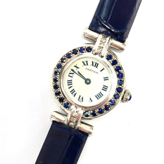 CARTIER COLISÈE Quartz 24mm Silver DIAMONDS & Blue SAPPHIRES Watch