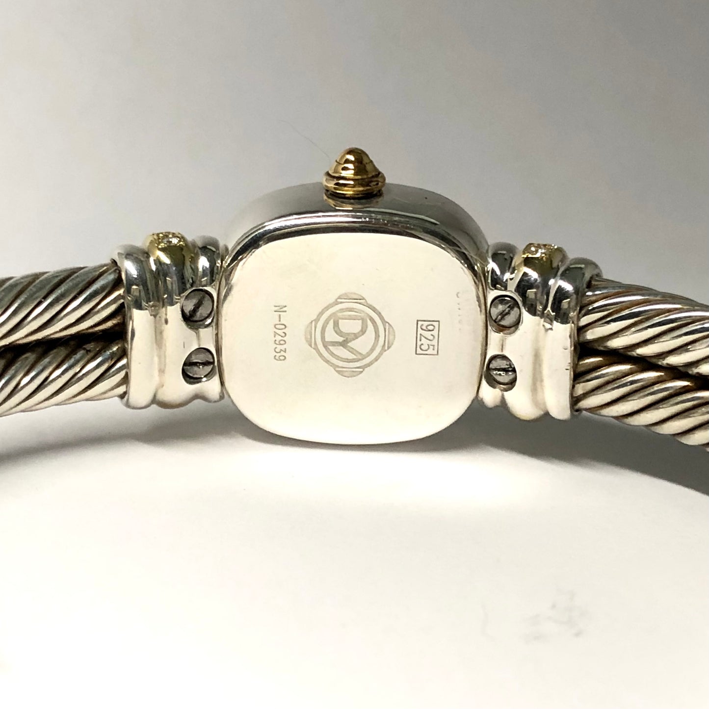 DAVID YURMAN CHELSEA 925 Silver & Gold Plated Cable Bracelet 0.66TCW DIAMOND Watch