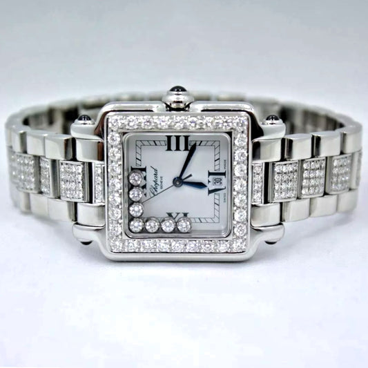 CHOPARD HAPPY SPORT Quartz 27mm 7 Floating DIAMONDS, Diamond Bezel & Bracelet