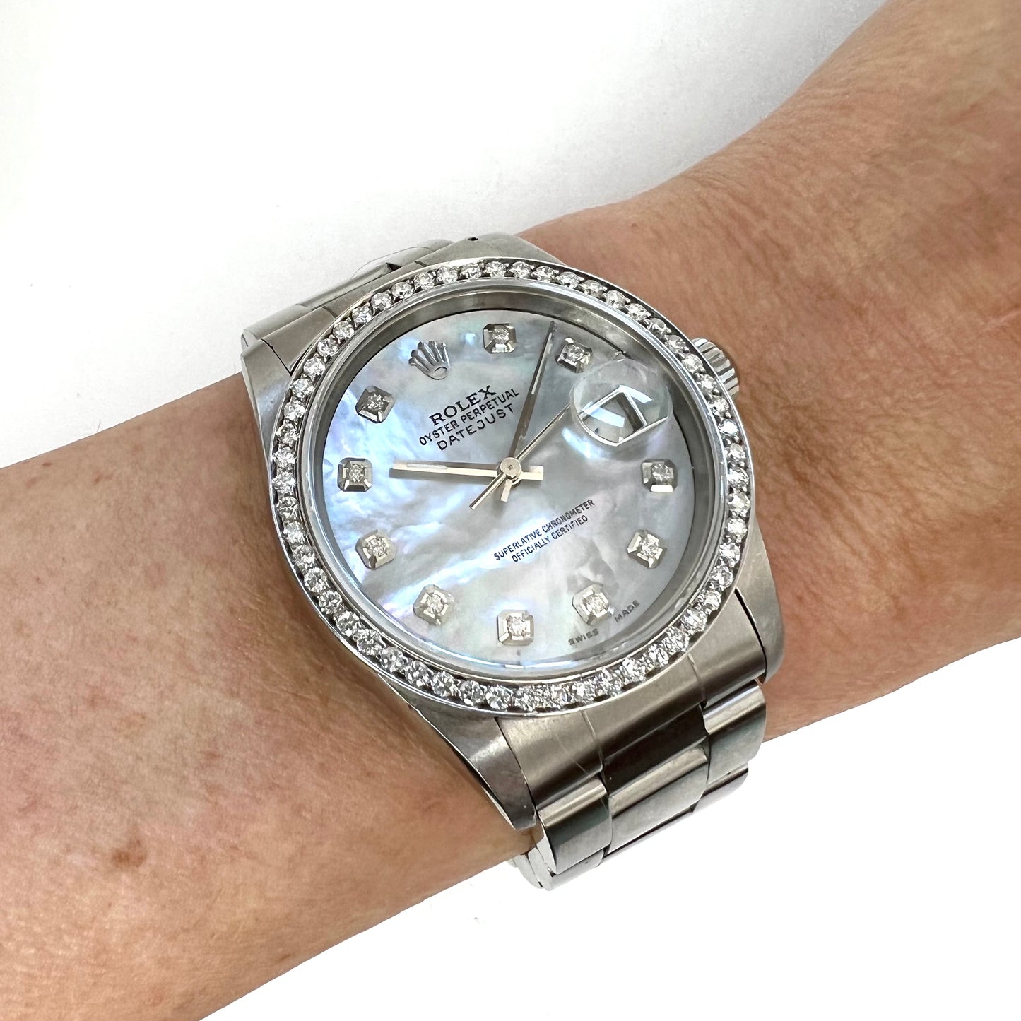 ROLEX Oyster Perpetual DATEJUST Automatic 36mm Steel Diamond Watch