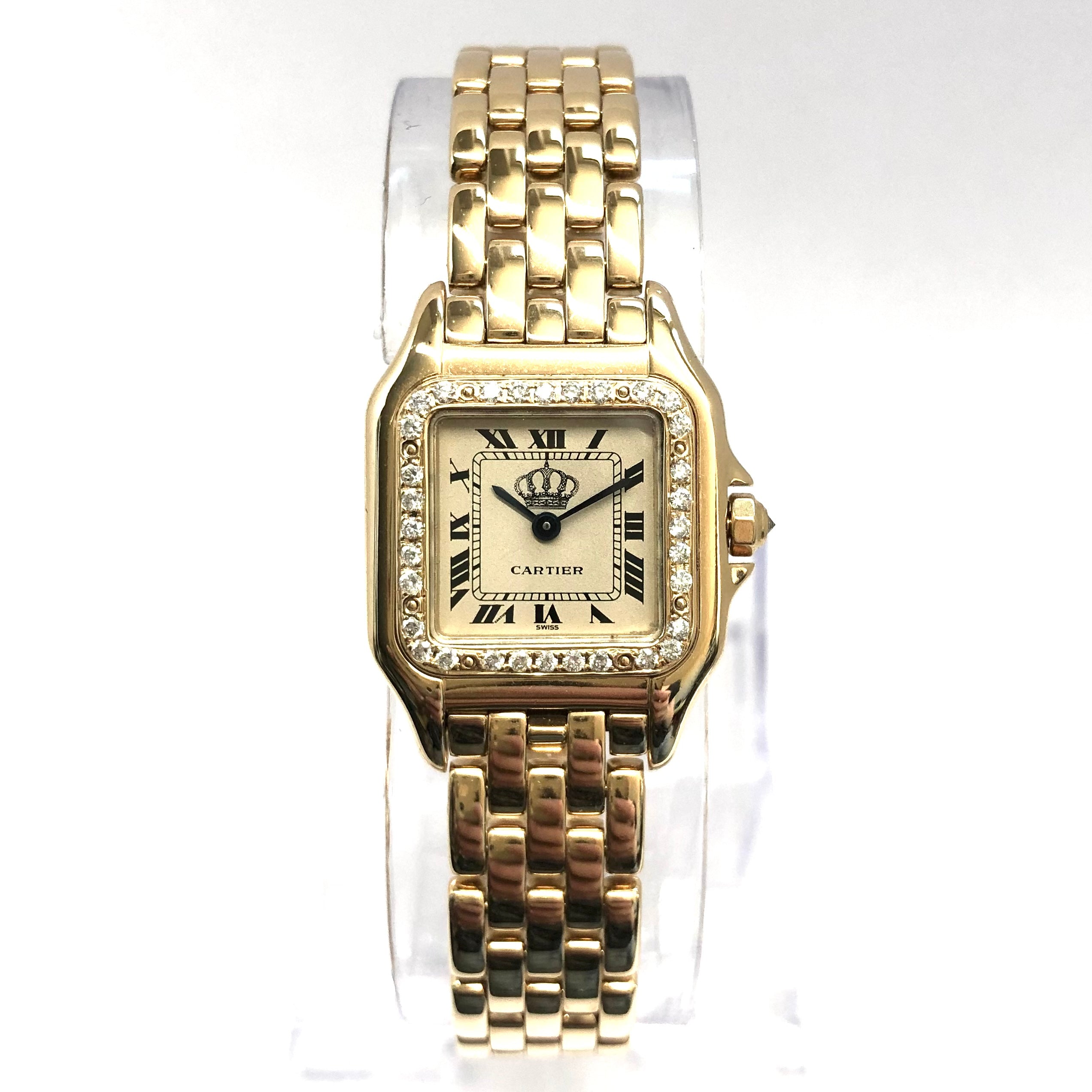 CARTIER Quartz 23mm 18K Yellow Gold 0.4TCW DIAMOND Watch NATILUXIA