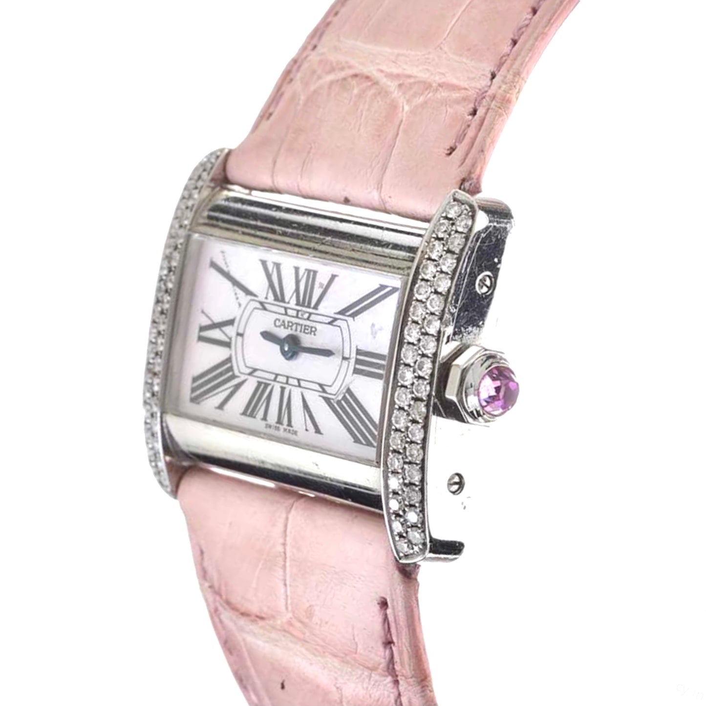 CARTIER TANK DIVAN Quartz 31mm Steel ~0.75TCW DIAMOND Watch