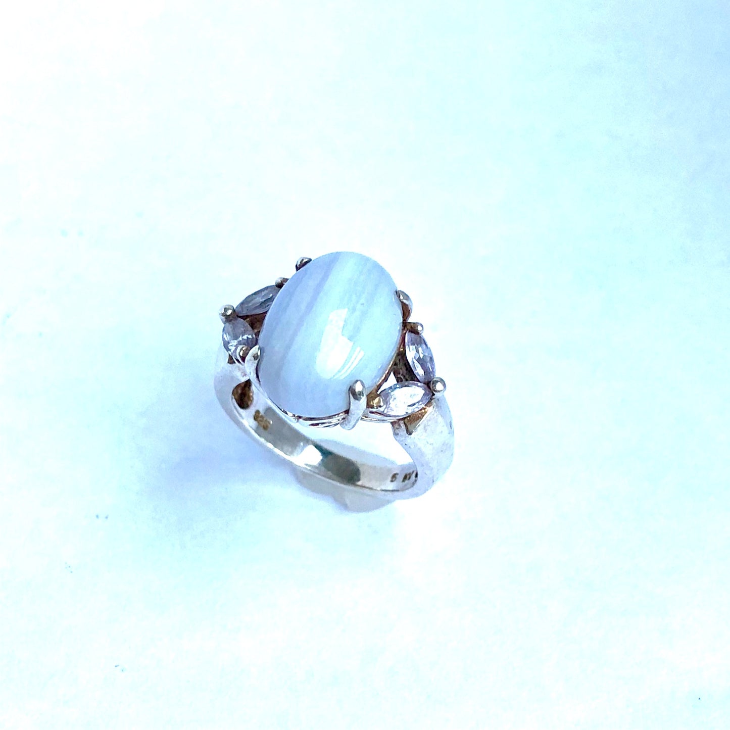 Sterling Silver Purple Gemstone & Purple Crystals Ladies RING 5.12g, Size 6.25