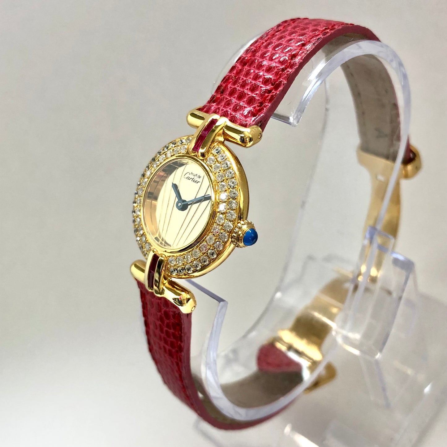 CARTIER VERMEIL COLISÈE Quartz 24mm GoldPlated Silver DIAMONDS  & Red Rubies Watch