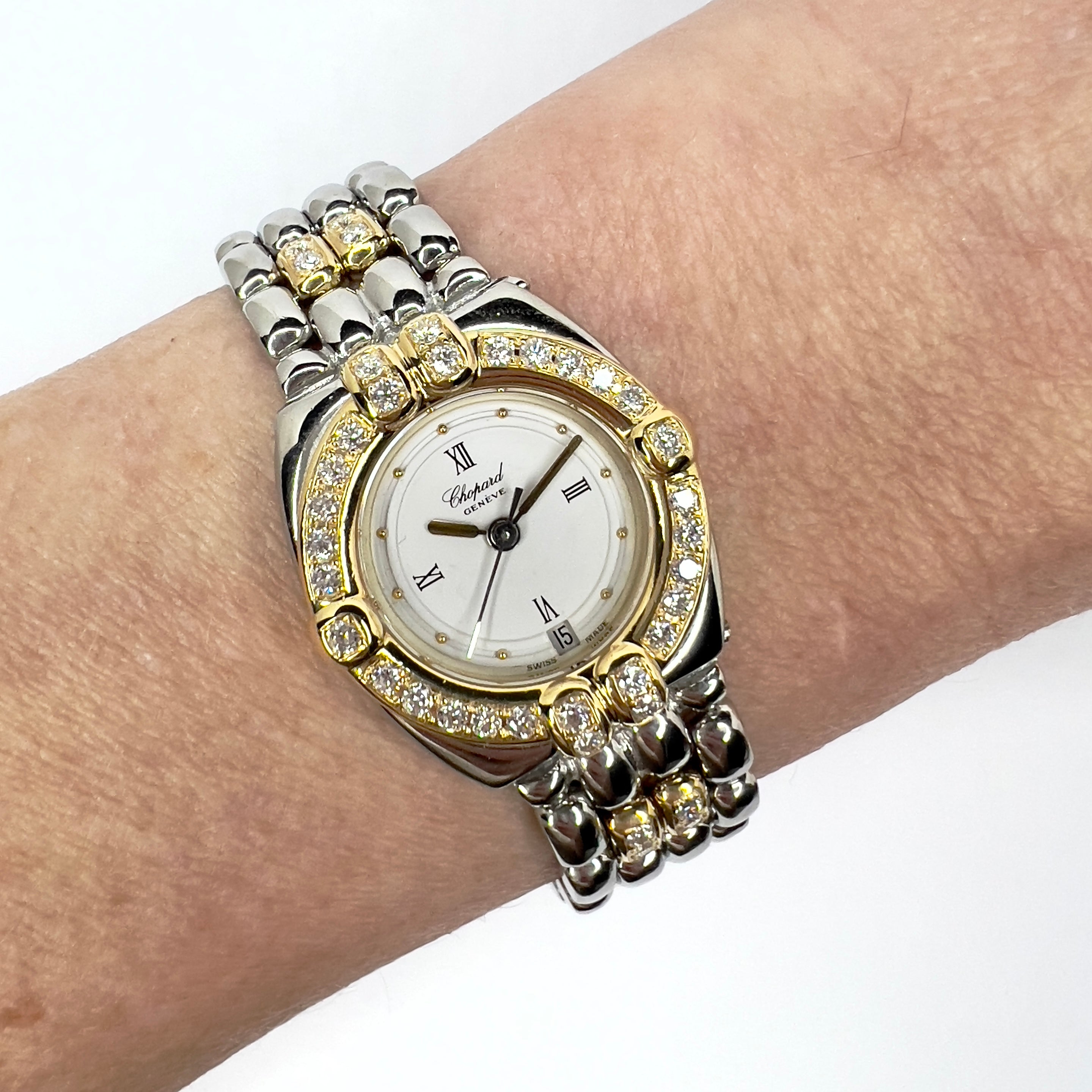 CHOPARD GSTAAD Quartz 24mm 2 Tone 1.52TCW DIAMOND Watch NATILUXIA