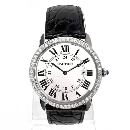 CARTIER RONDE SOLO Date 36mm Quartz Steel 0.90TCW DIAMOND Watch