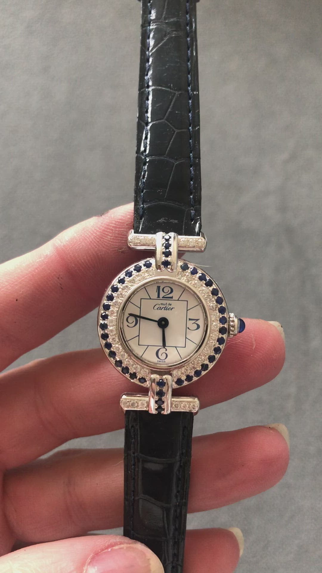 CARTIER VERMEIL COLISEE Quartz 24mm Silver 0.46TCW DIAMONDS & 0.55