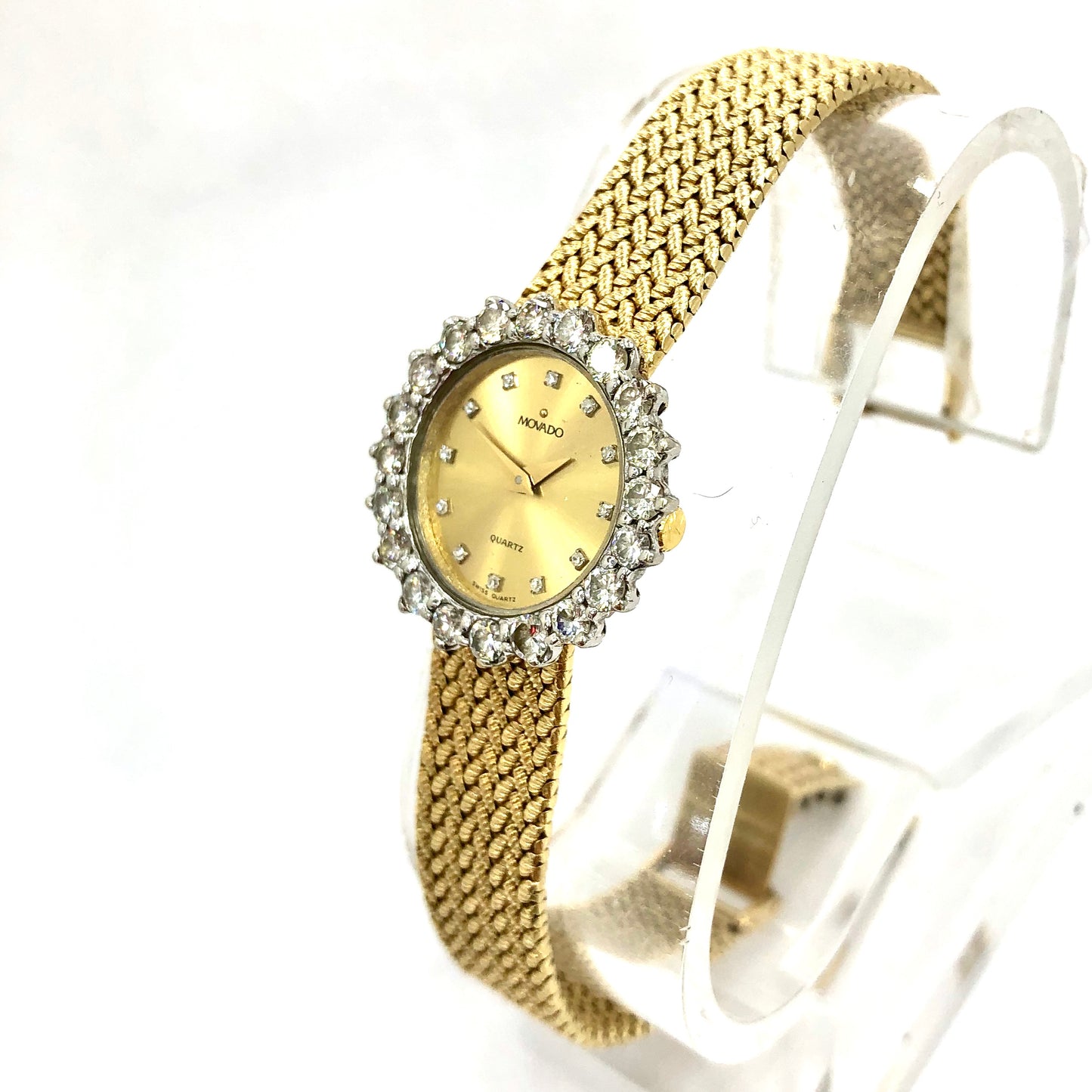 MOVADO Quartz 25mm 14K Yellow & White Gold FACTORY Diamonds 2TCW+ Watch