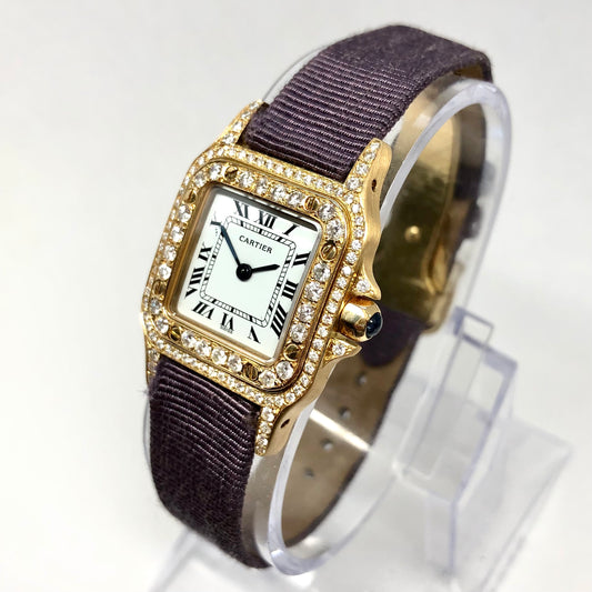 CARTIER SANTOS 24mm 18K Yellow Gold 1.06TCW DIAMOND Watch