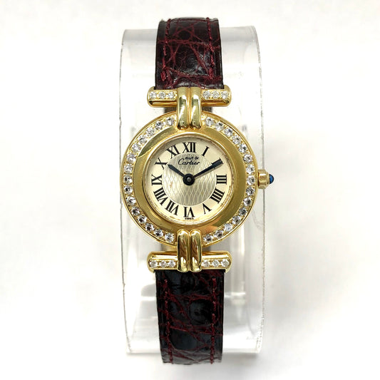 CARTIER VERMEIL COLISÈE Anniversary LMT ED Quartz 24mm GP Silver 0.67TCW DIAMOND Watch 