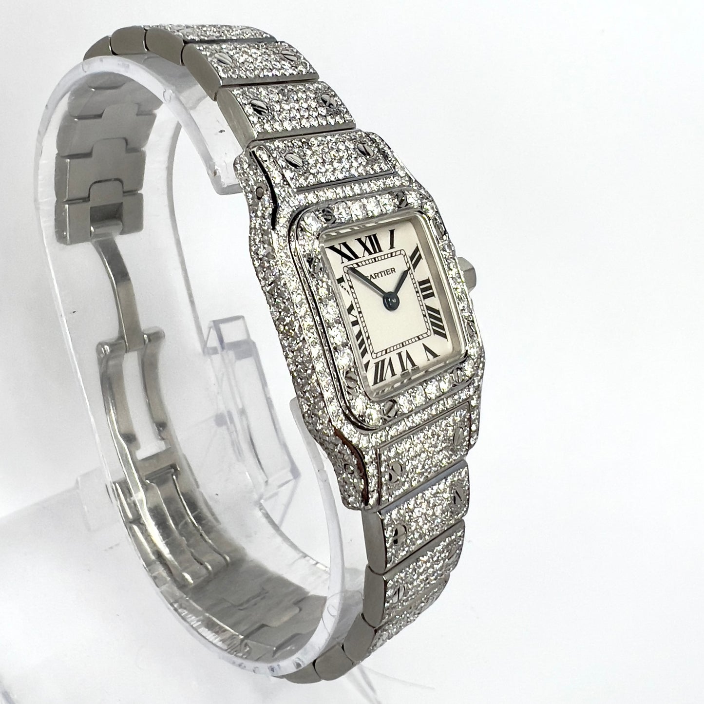 CARTIER SANTOS GALBEE 24mm Quartz Steel 6.36TCW Diamond Watch
