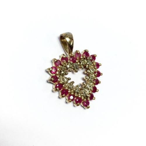 Goldaplted Sterling Silver RUBY LOVE PENDANT Stamped .925, 6g