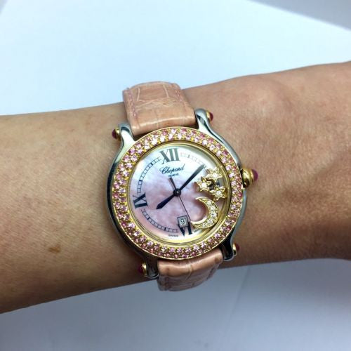 CHOPARD HAPPY SPORT Quartz 26mm Diamonds & Pink Sapphires Watch