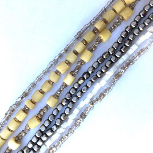 Multistrand Beaded NECKLACE 21.5 Inches Long, Bone Beads