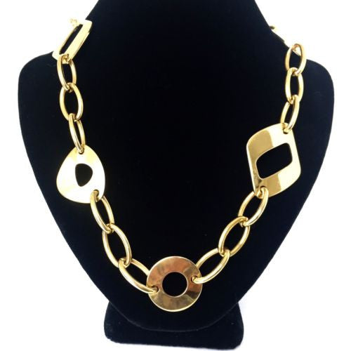 Gold Tone NECKLACE 18 inches Long 64g T-Bar Fastening