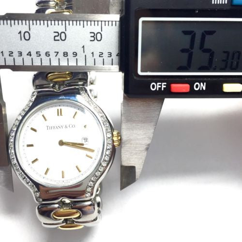 TIFFANY & Co. TESORO Quartz 34mm 2 Tone DIAMOND Watch