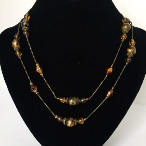 Brown & Bronze NECKLACE 31 Inches Long 17g