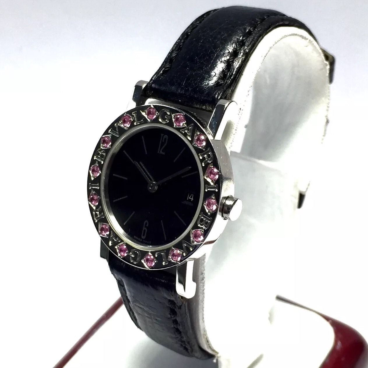 BVLGARI Quartz 33mm Steel PINK SAPPHIRES Watch | NATILUXIA