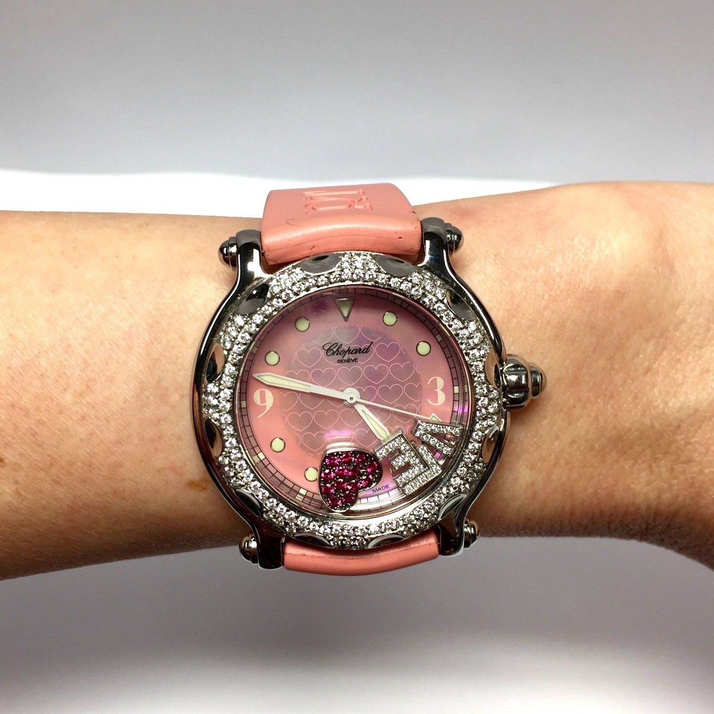 CHOPARD HAPPY SPORT Quartz 39mm Steel Floating DIAMONDS & RUBIES Watch