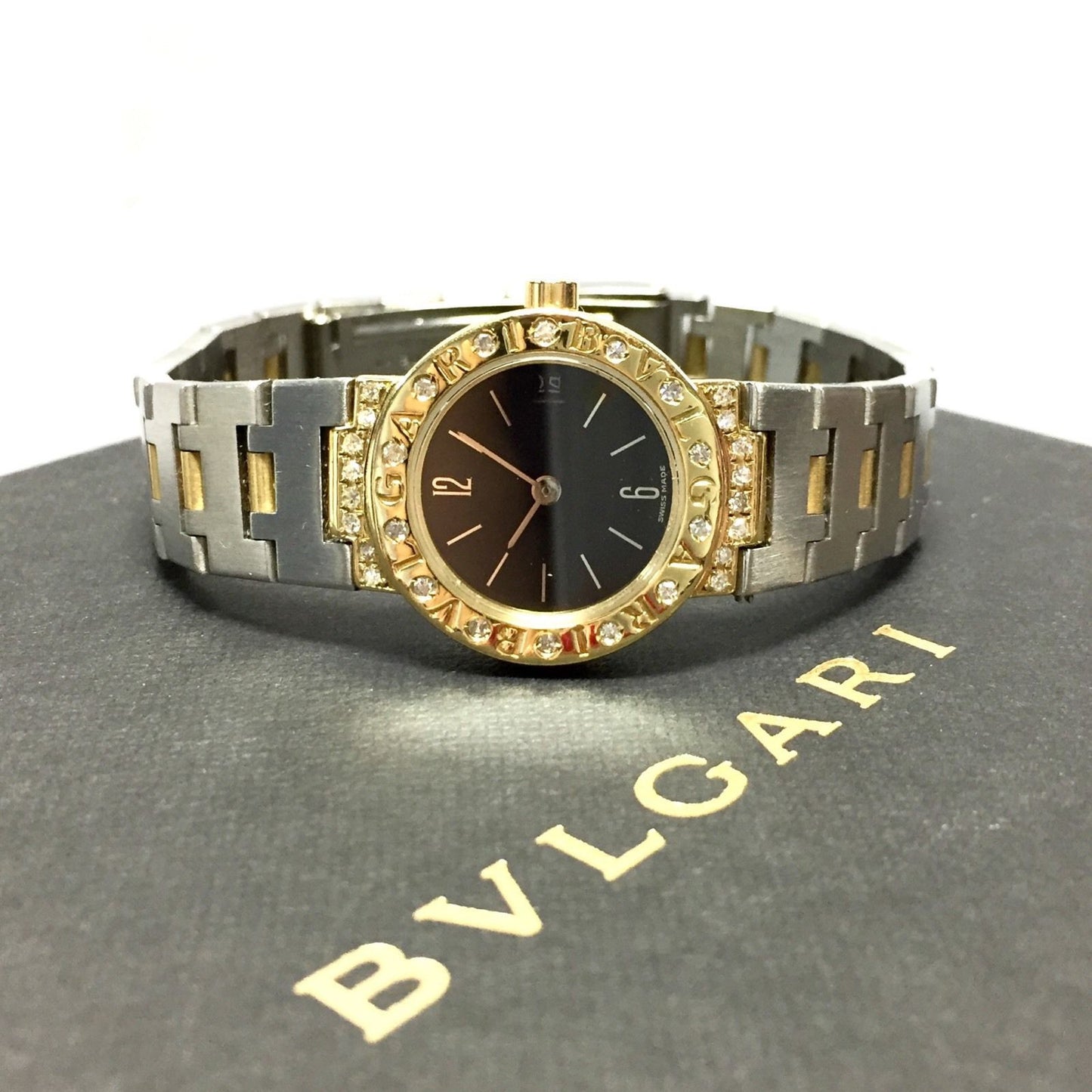 BVLGARI DIAGONO Quartz 23mm 2 Tone DIAMOND Watch
