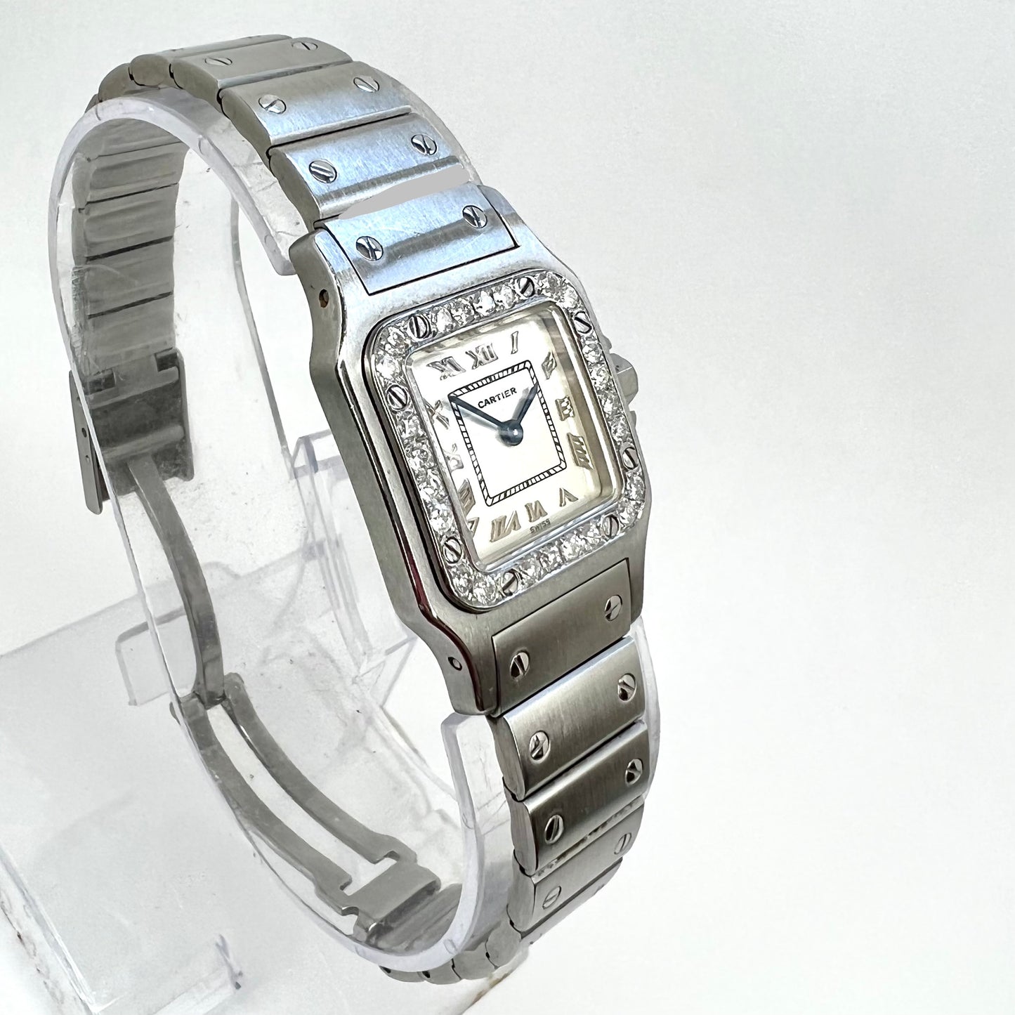 CARTIER Santos Galbee 24mm Quartz Steel 0.69TCW DIAMOND Watch
