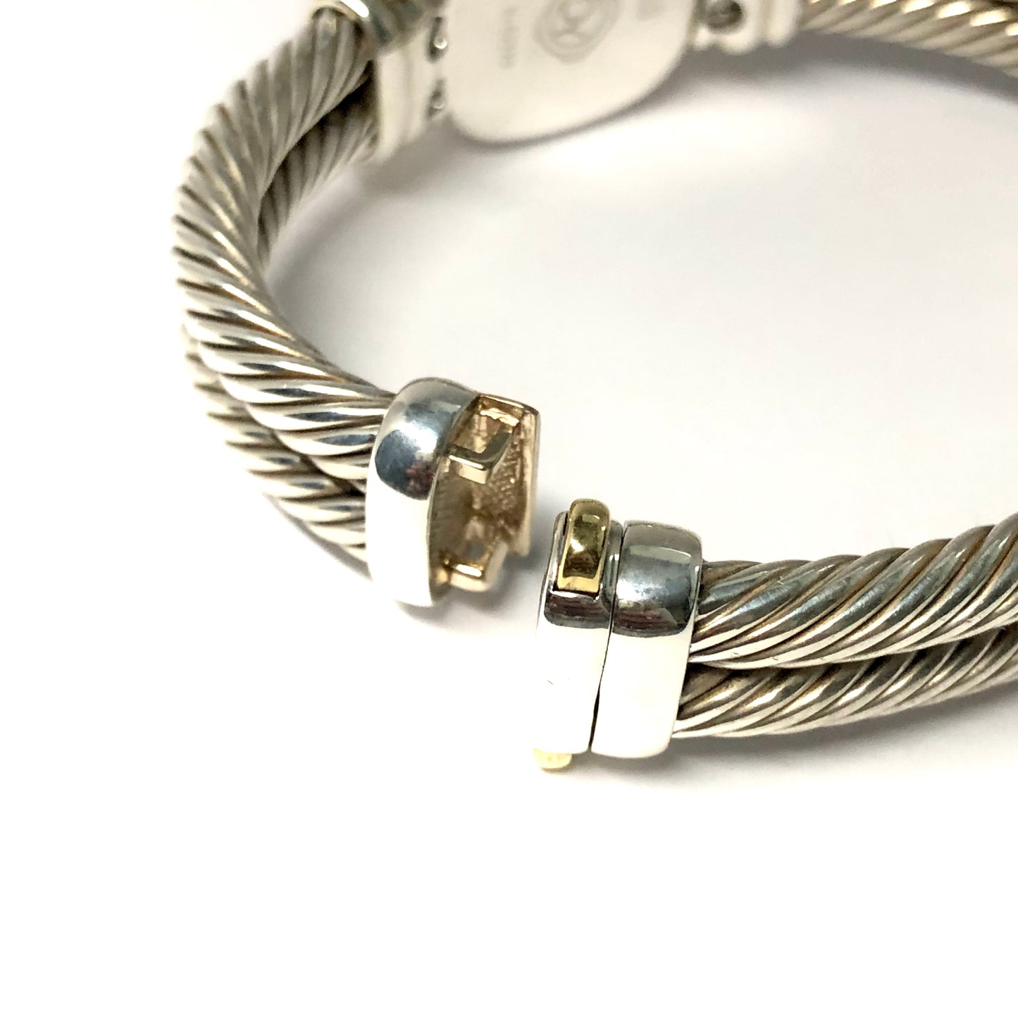 DAVID YURMAN CHELSEA 925 Silver & Gold Plated Cable Bracelet 0.66TCW DIAMOND Watch