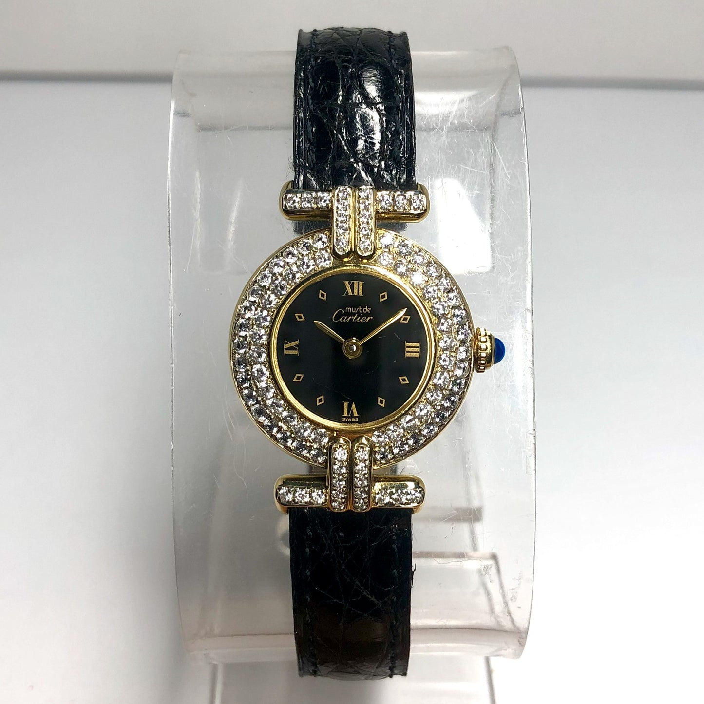 CARTIER VERMEIL COLISÈE 24mm Quartz GoldPlated Silver DIAMOND Watch