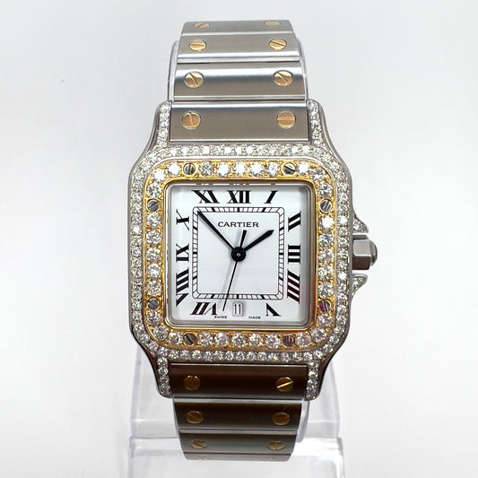 CARTIER SANTOS GALBEE 29mm Quartz 2 Tone 1.70TCW Diamond Watch NEW Model