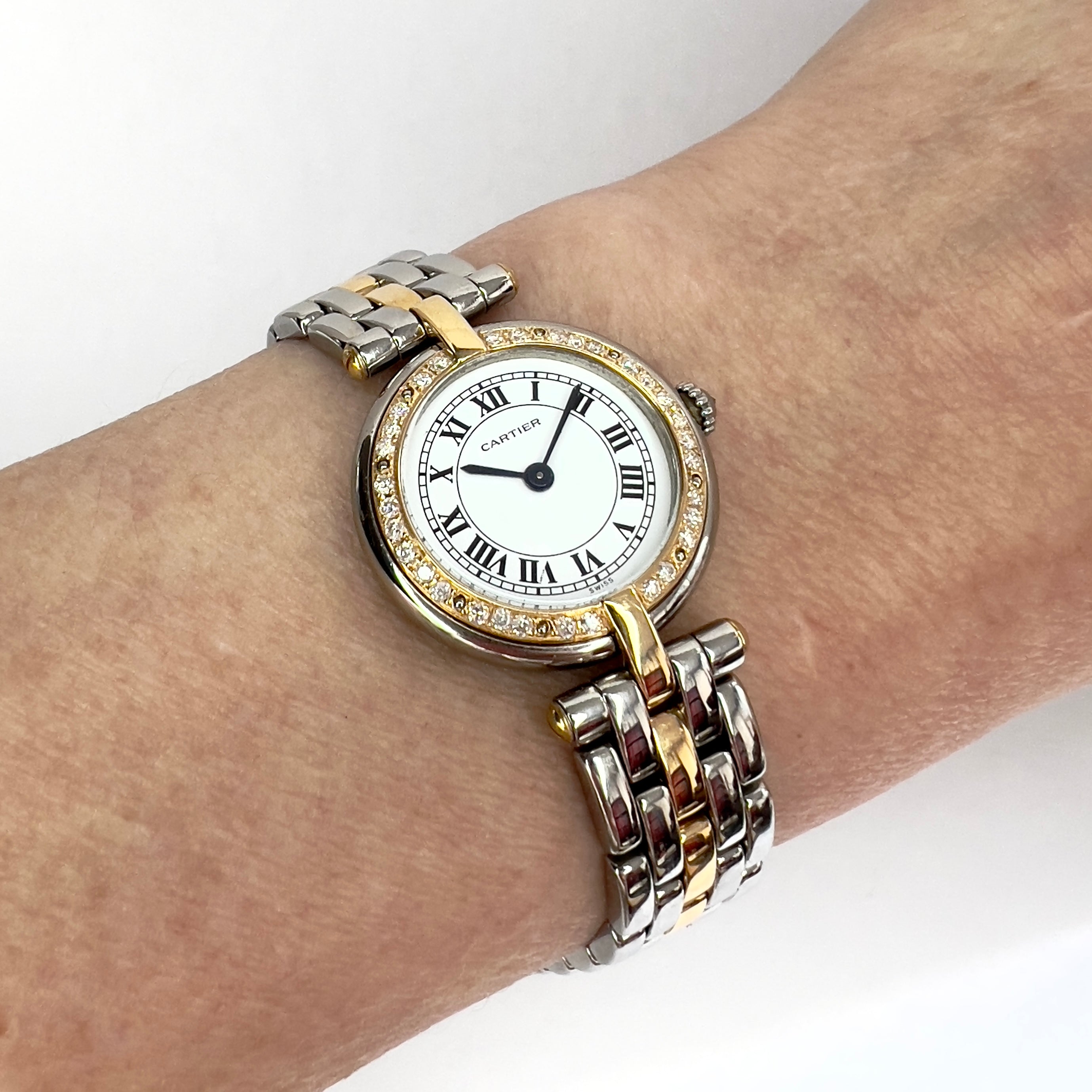 CARTIER PANTHERE VENDOME 24mm Quartz 1 Row Gold 0.30TCW Diamond