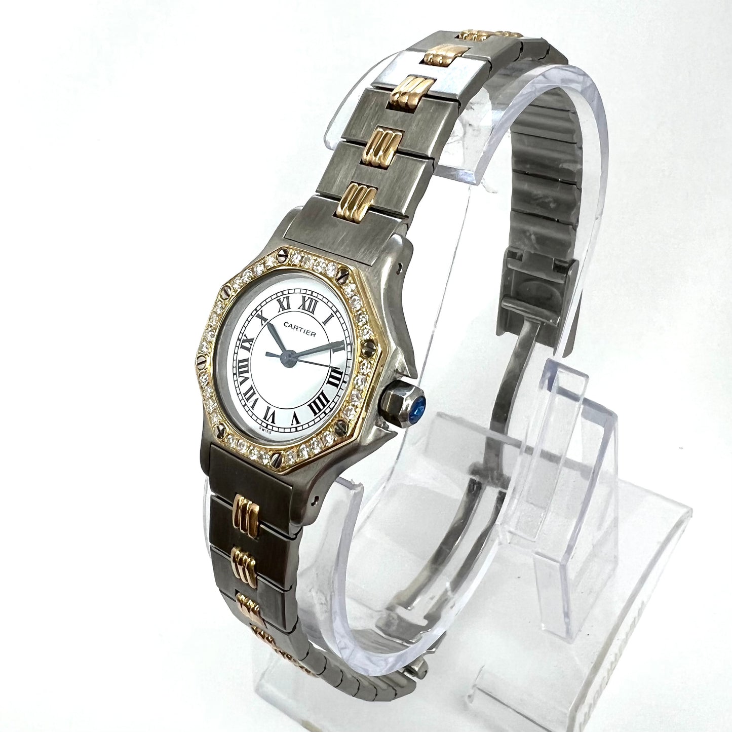 CARTIER SANTOS Octagon 25mm Automatic 2 Tone 0.32TCW Diamond Watch