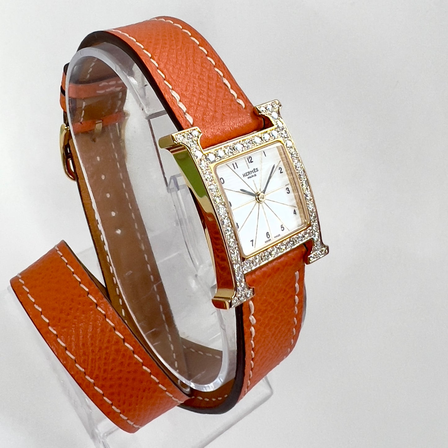 HERMES HEURE H 25mm Two Tone 0.91TCW DIAMONDS Hermes Double Tour Band  Watch