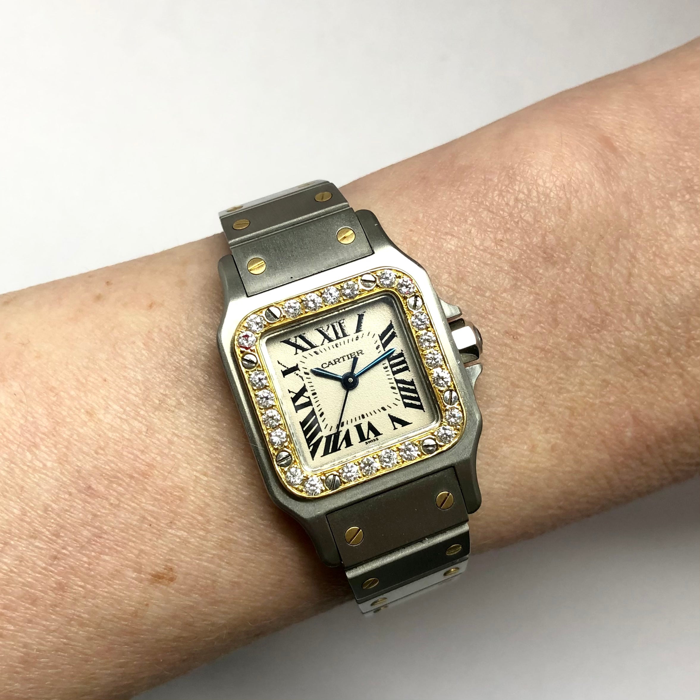 CARTIER SANTOS GALBEE 24mm Automatic 2 Tone Watch 0.69TCW Diamond