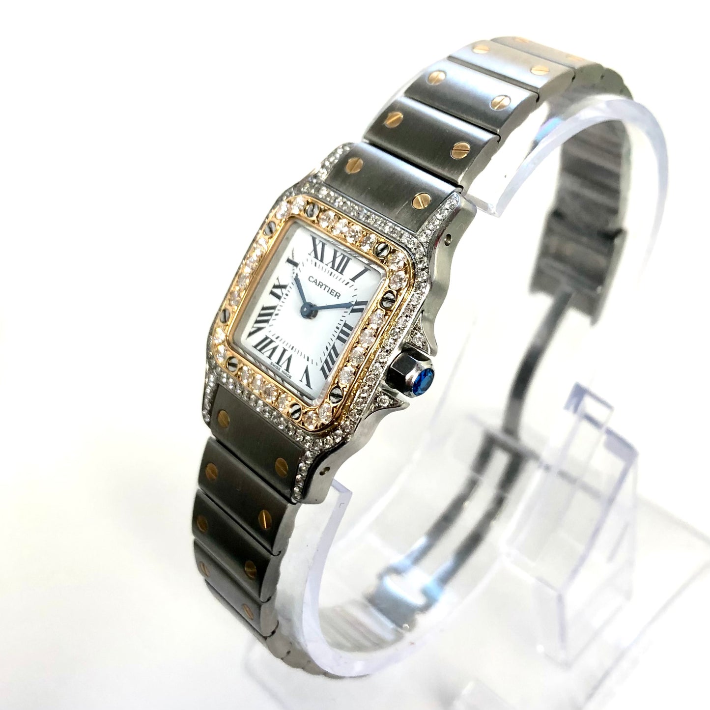 CARTIER SANTOS GALBEE 24mm Quartz 2 Tone 1.09TCW Diamond Watch