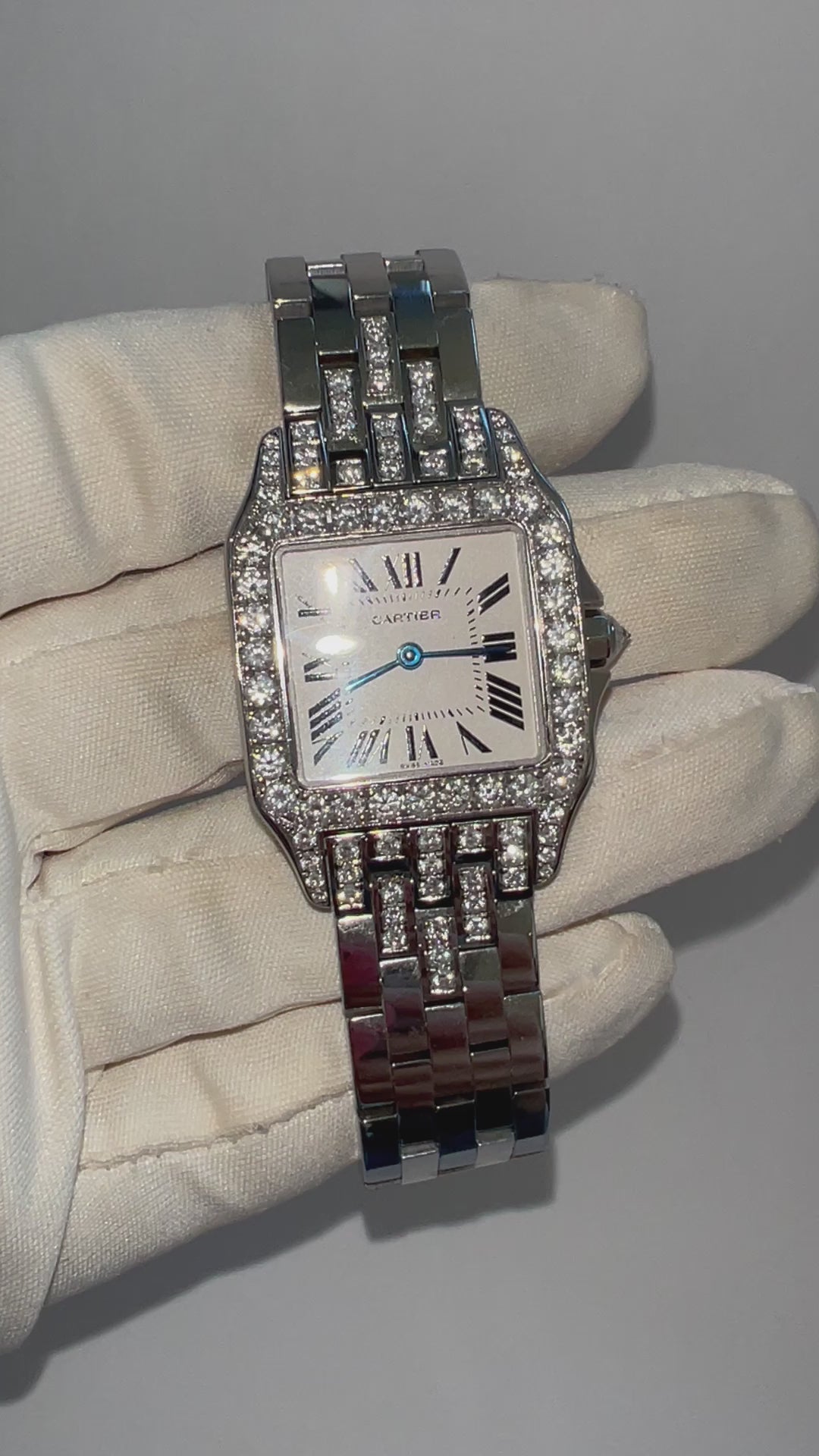 CARTIER SANTOS DEMOISELLE Quartz Steel 26mm 2.59TCW DIAMOND Watch