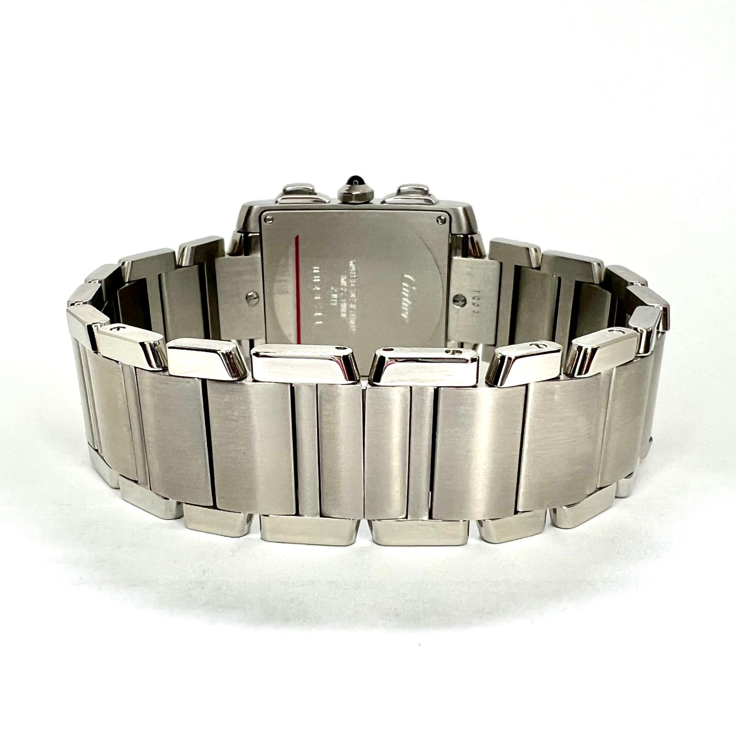 CARTIER TANK FRANCAISE Chronograph Quartz 28mm Steel ~1TCW DIAMOND Watch