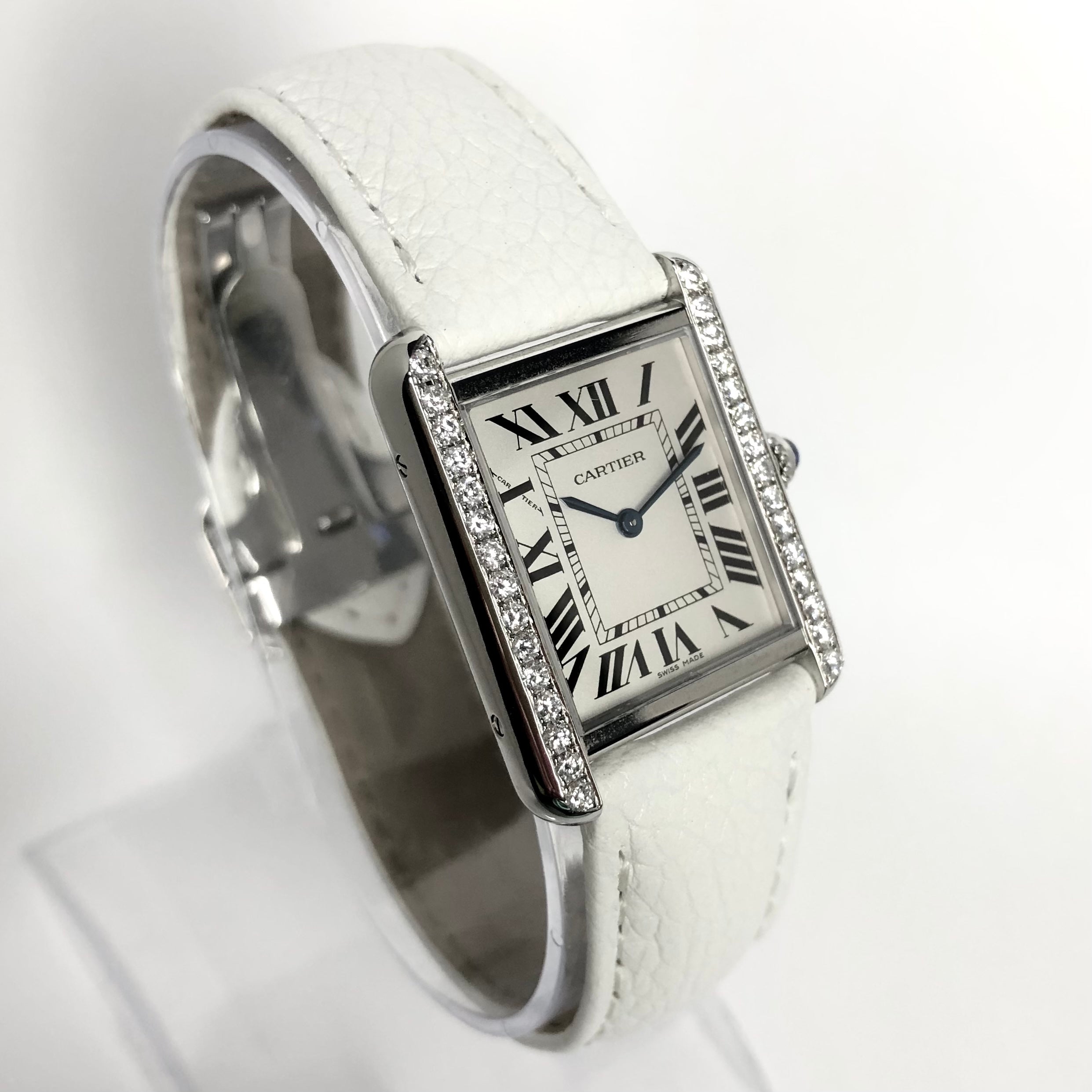 CARTIER TANK SOLO 24mm Steel Watch 0.62TCW Diamonds NATILUXIA