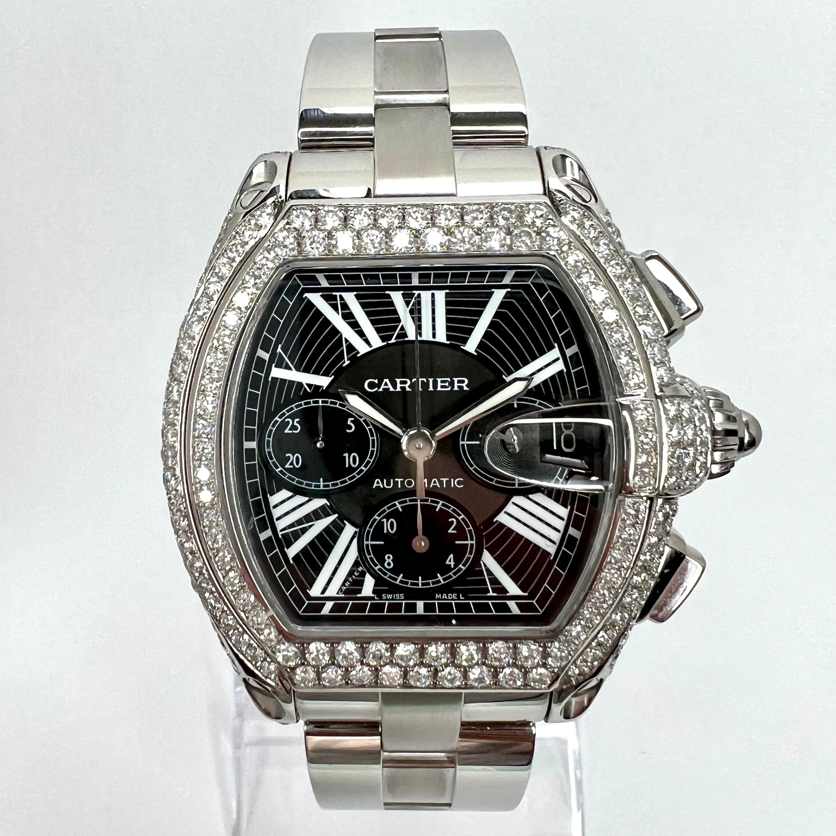 CARTIER ROADSTER 2618 Automatic 42mm Steel 5.5TCW Diamond Watch