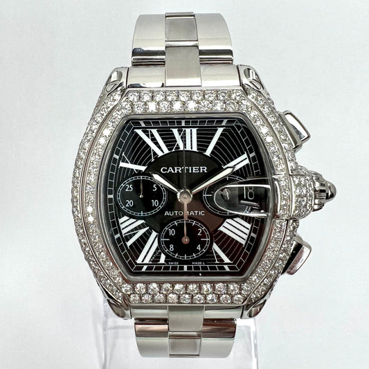 CARTIER ROADSTER 2618 Automatic 42mm Steel ~5.5TCW Diamond Watch