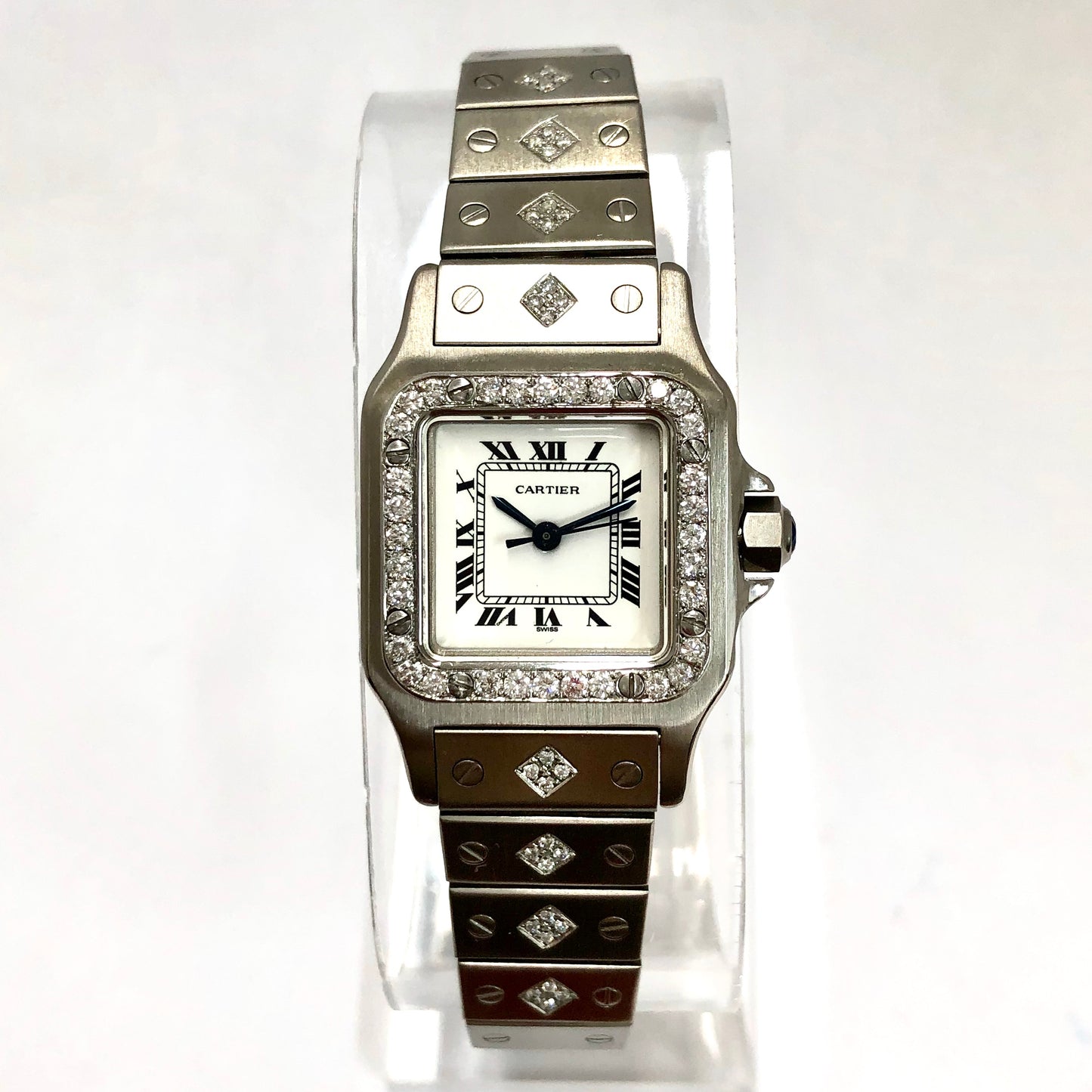 CARTIER SANTOS GALBEE 24mm Automatic Steel ~1.5TCW Diamond Watch
