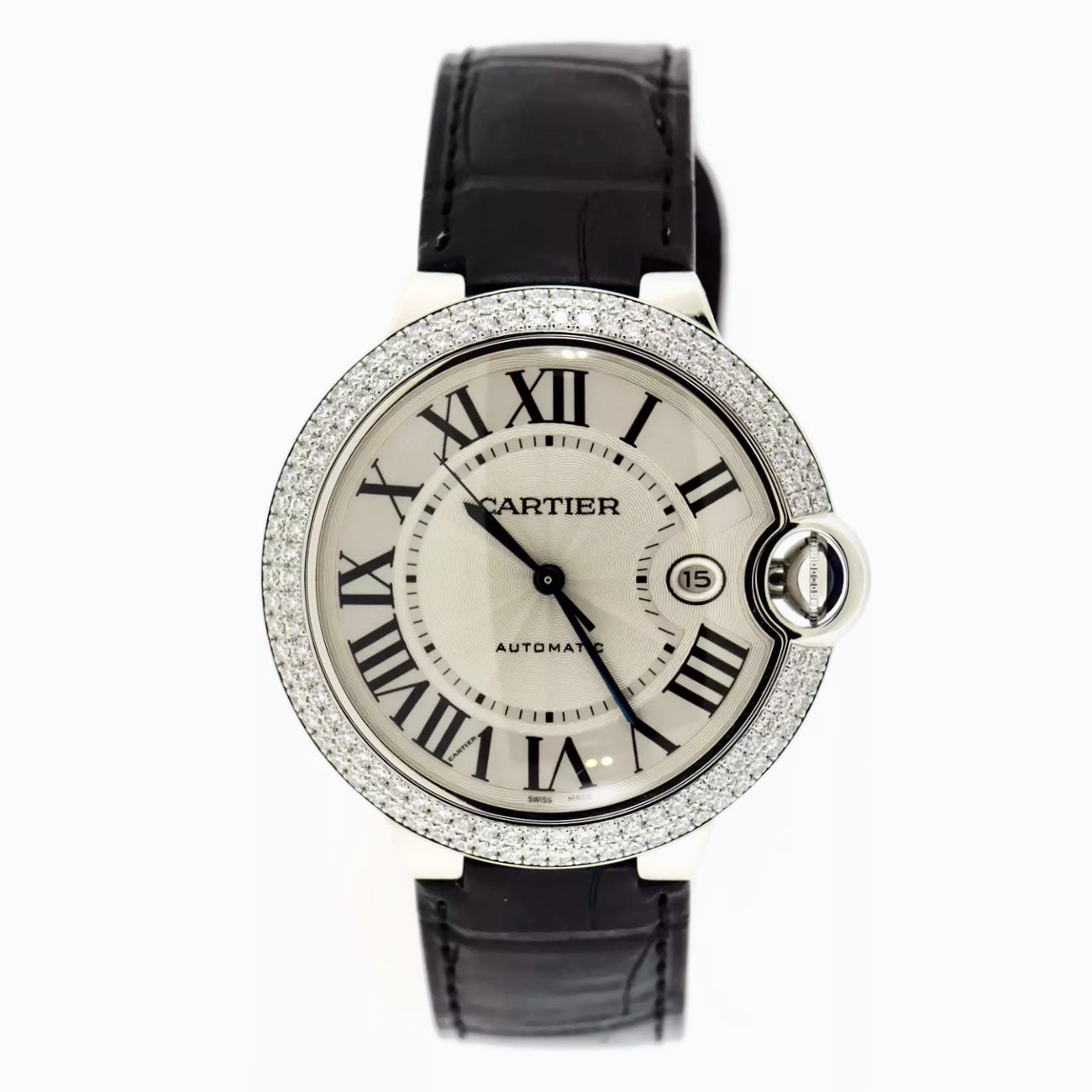 CARTIER BALLON BLEU Automatic 42mm Steel Watch 2TCW+ DIAMONDS Cartier Band