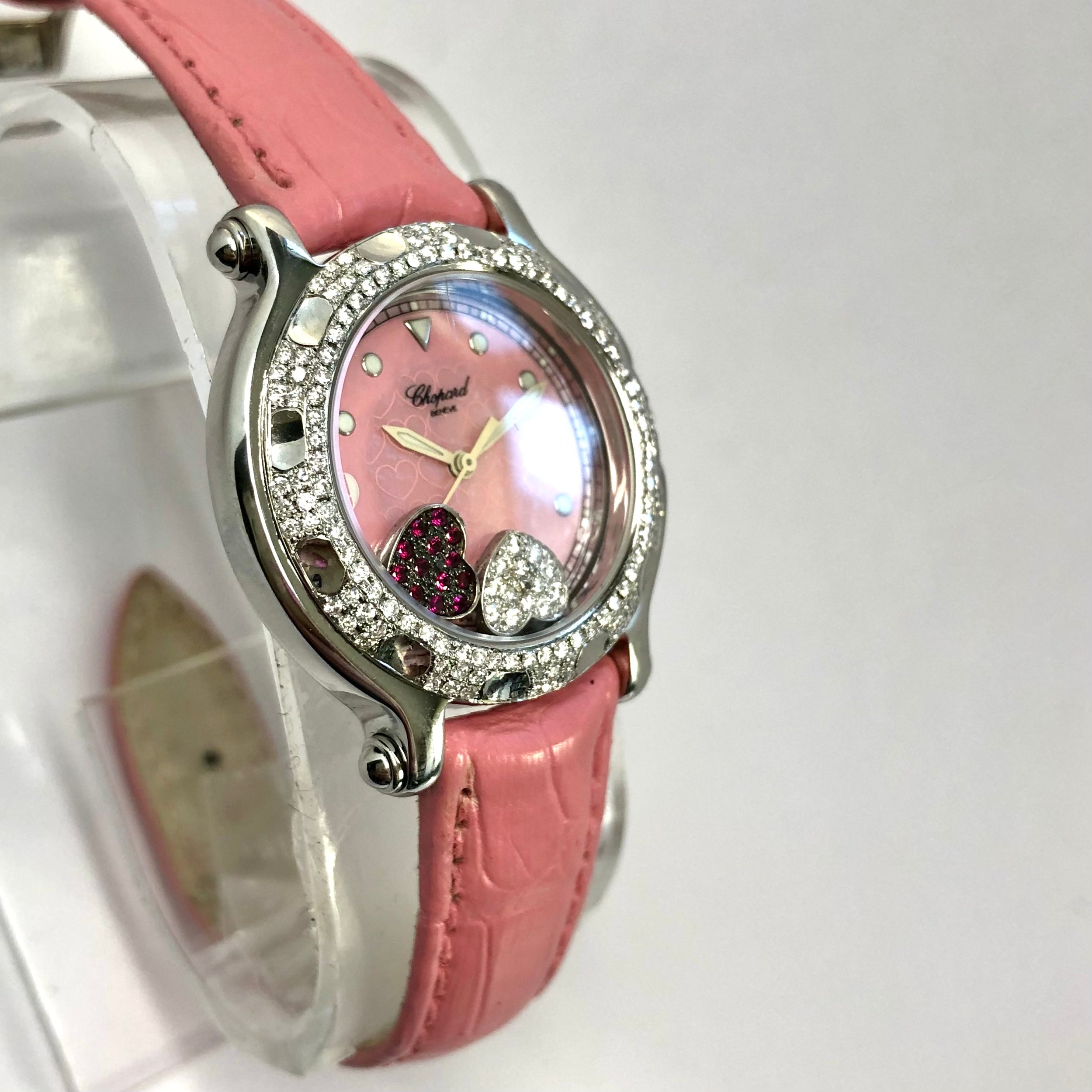 CHOPARD HAPPY SPORT Quartz 32mm Steel Diamond Red Rubies Watch