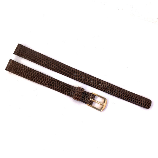 New SEIKO 8mm Brown Genuine Lizard Band Strap Gold Tone SEIKO Buckle