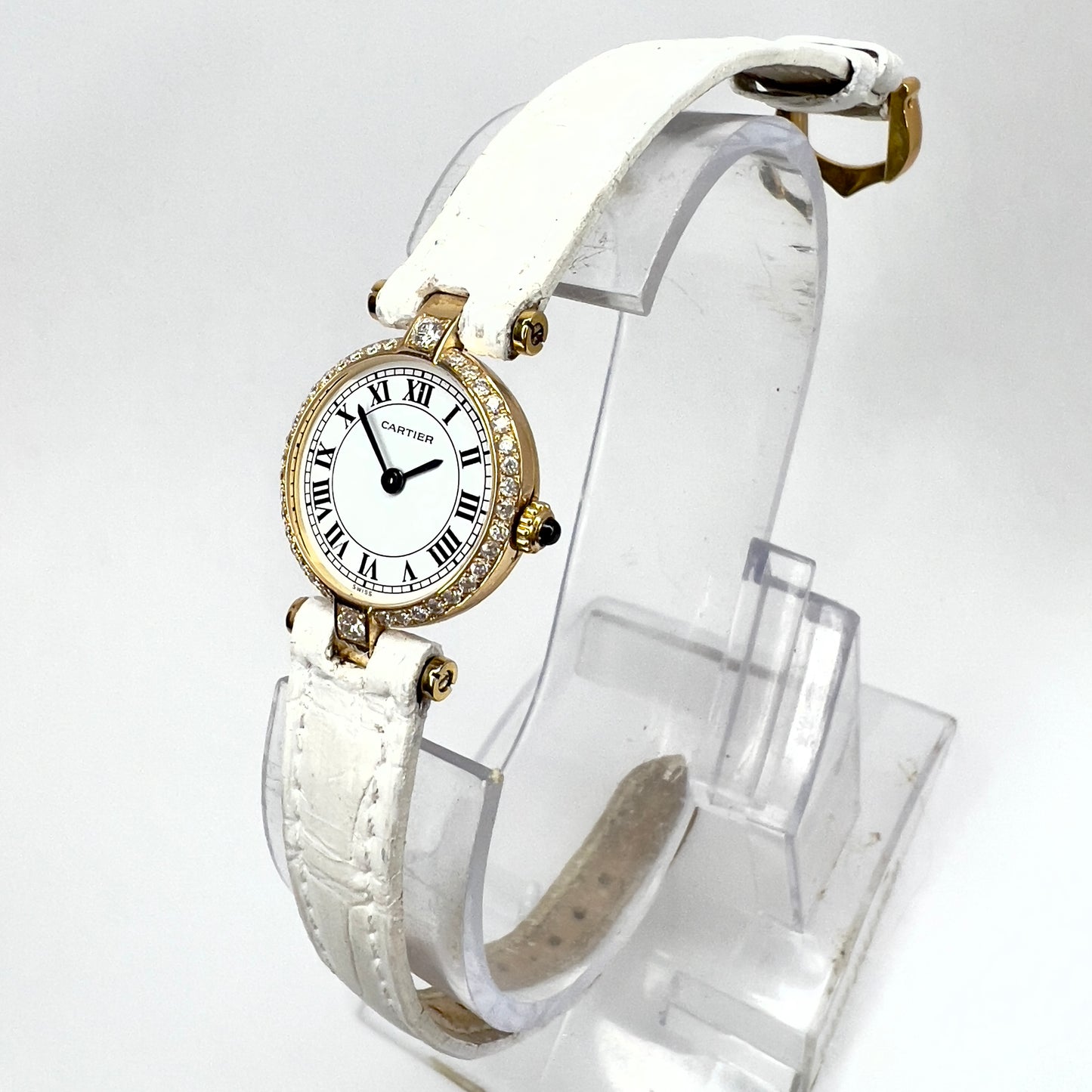 CARTIER VENDOME Mini 19mm Quartz 18K Yellow Gold 0.40TCW Diamond Watch