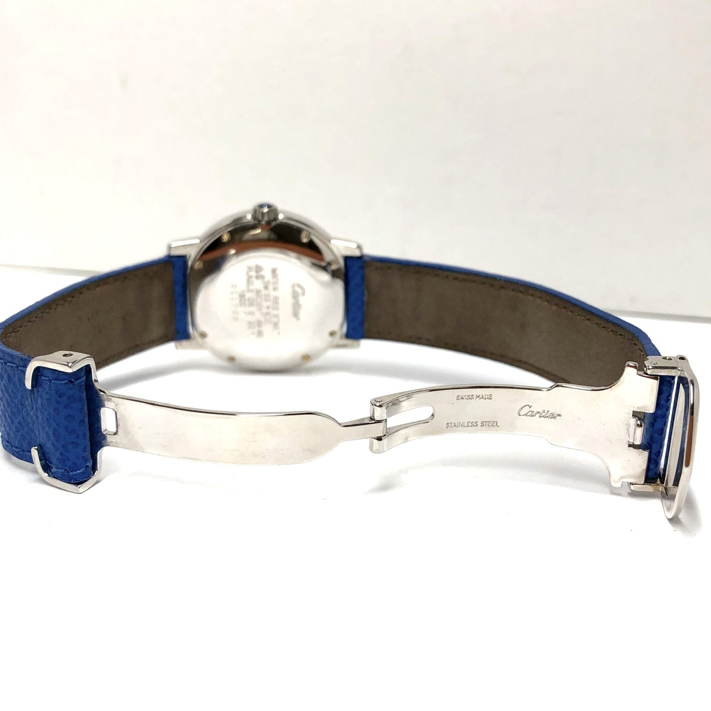 CARTIER RONDE Quartz 32mm Silver 0.48TCW Diamonds & Blue Sapphires Watch