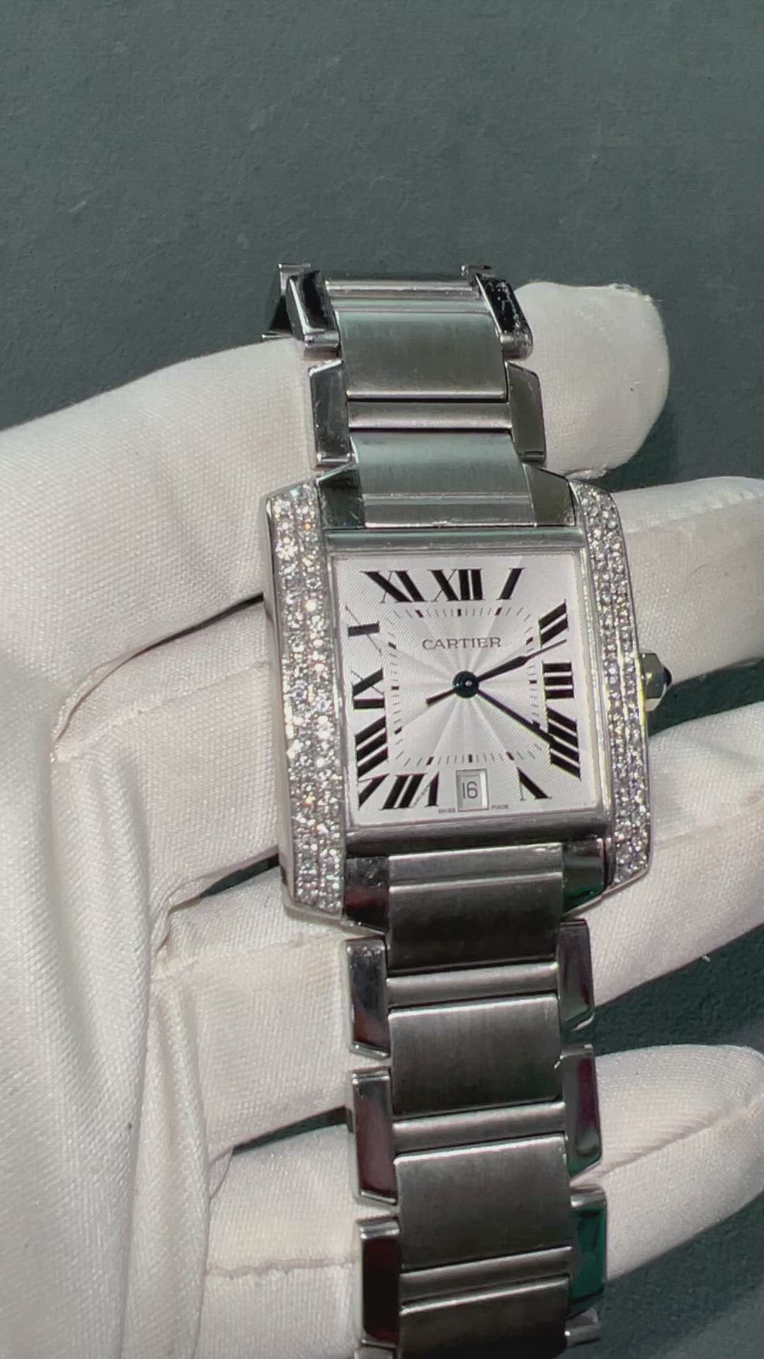 CARTIER TANK FRANCAISE Automatic 28mm Steel 0.85TCW DIAMOND Watch