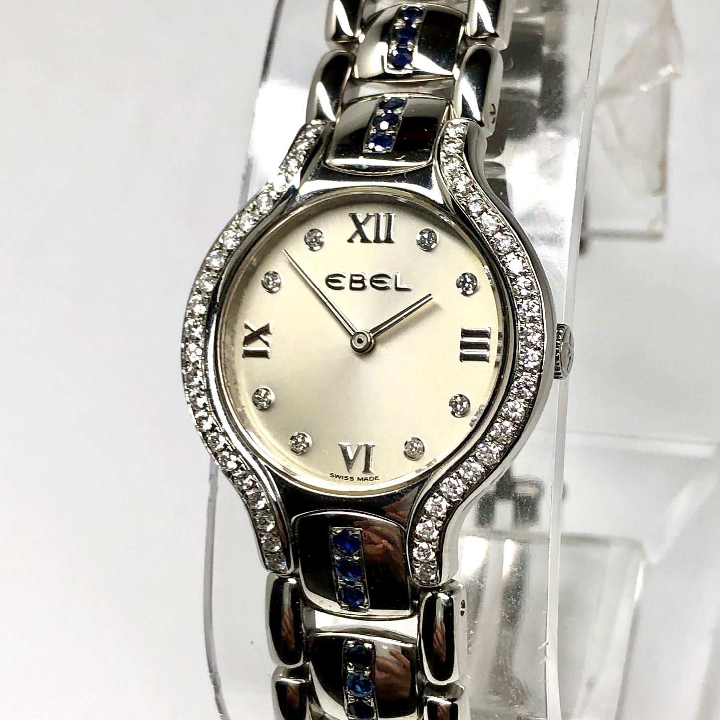 EBEL BELUGA Quartz 26mm Steel Diamonds & Blue Sapphires Watch