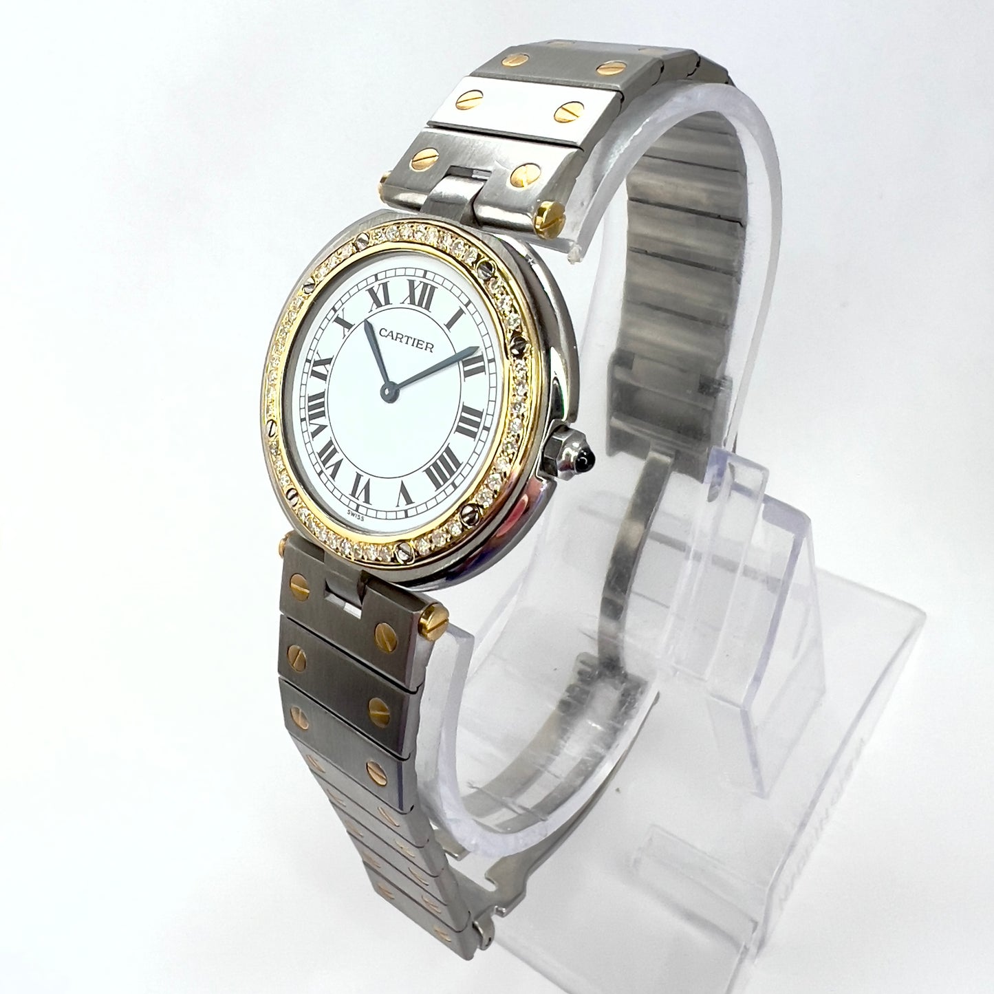 CARTIER SANTOS RONDE 32mm Quartz 2 Tone 0.38TCW DIAMOND Watch