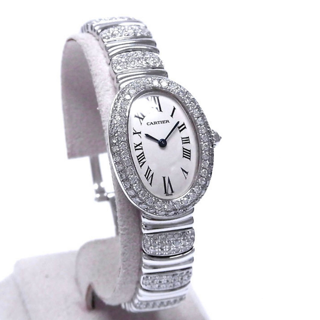 CARTIER BAIGNOIRE 23mm Quartz 18K WG 4.73TCW Diamond Watch